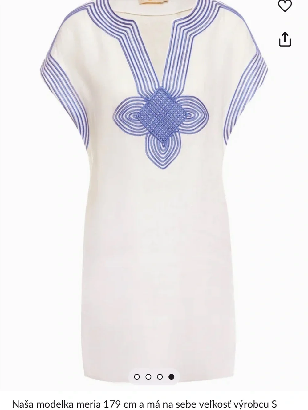 New Tory Burch White Cover-Up with Blue Embroidered V-Detail